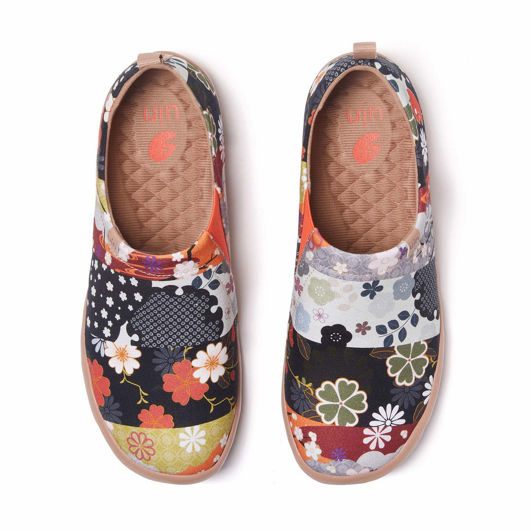 UIN Blossom Women's Fashion Floral Art Sneaker Painted Canvas Slip