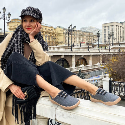 Segovia Deep Grey Wool Lace-up Shoes Women