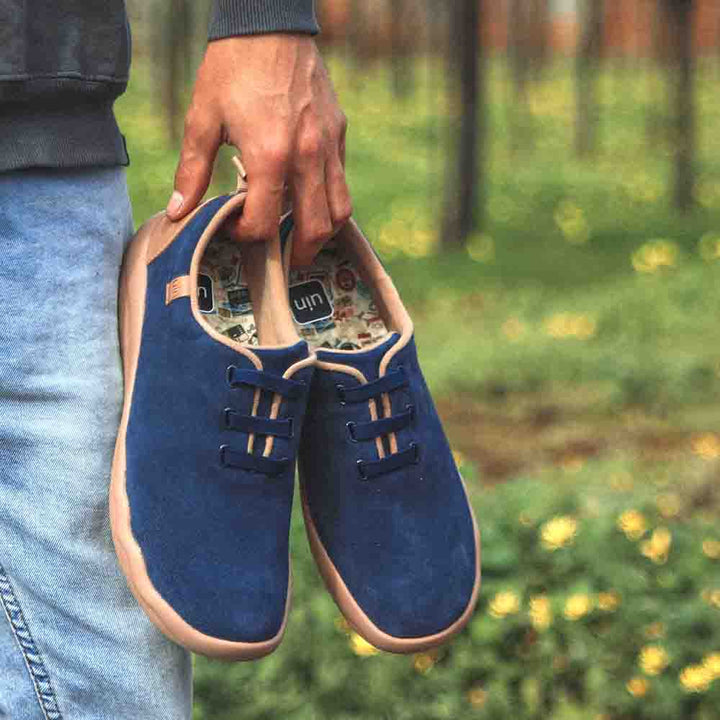 Segovia Deep Blue Cow Suede Lace-up Shoes Men