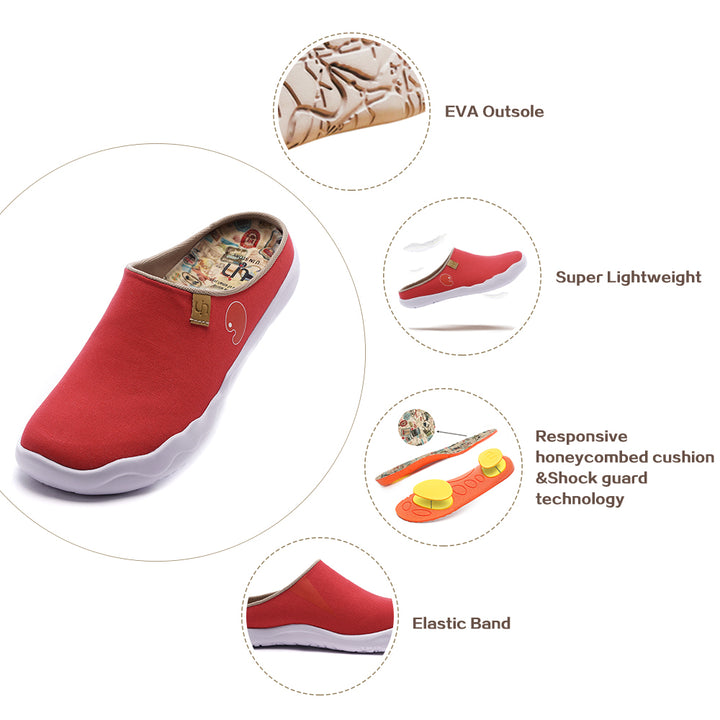 Marbella Red Slipper- Women Canvas Casual Shoes
