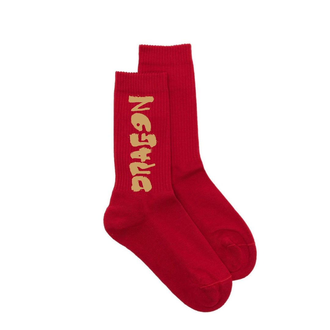 UIN Footwear Accesory F U in Luck Red Black Male Socks Canvas loafers