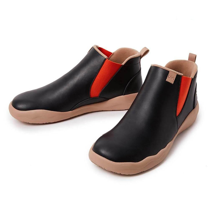 UIN Footwear Kid Granada Black Split Leather Boots Kid Canvas loafers