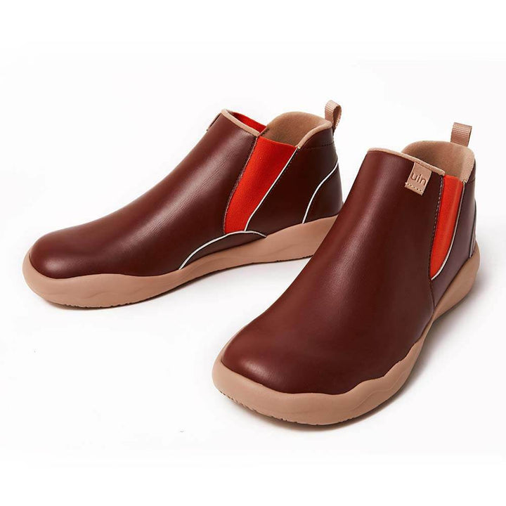 UIN Footwear Kid Granada Burgundy Split Leather Boots Kid Canvas loafers