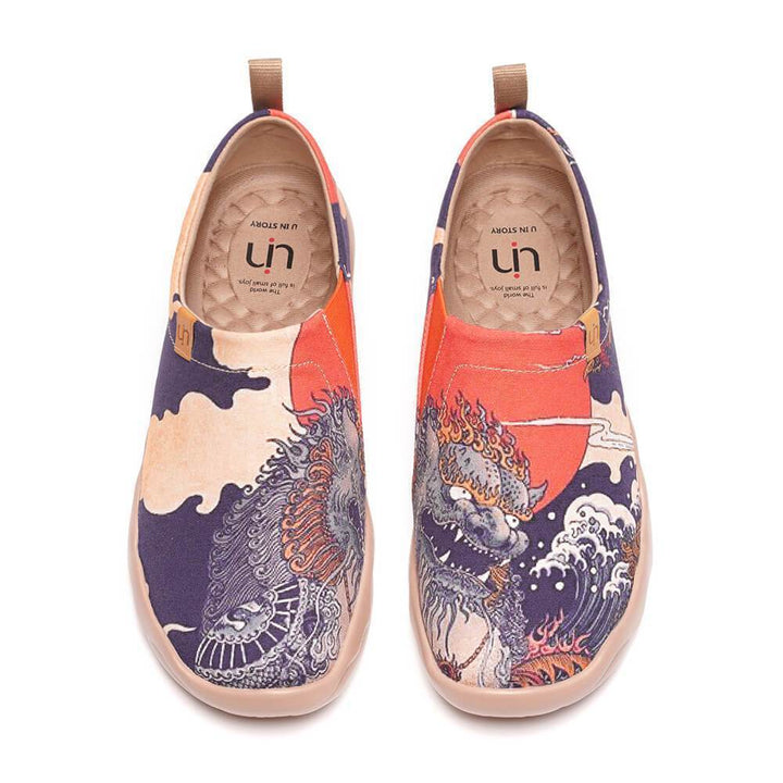 UIN Footwear Men -Creature- Men Art Painted Canvas Fashion Loafers Canvas loafers