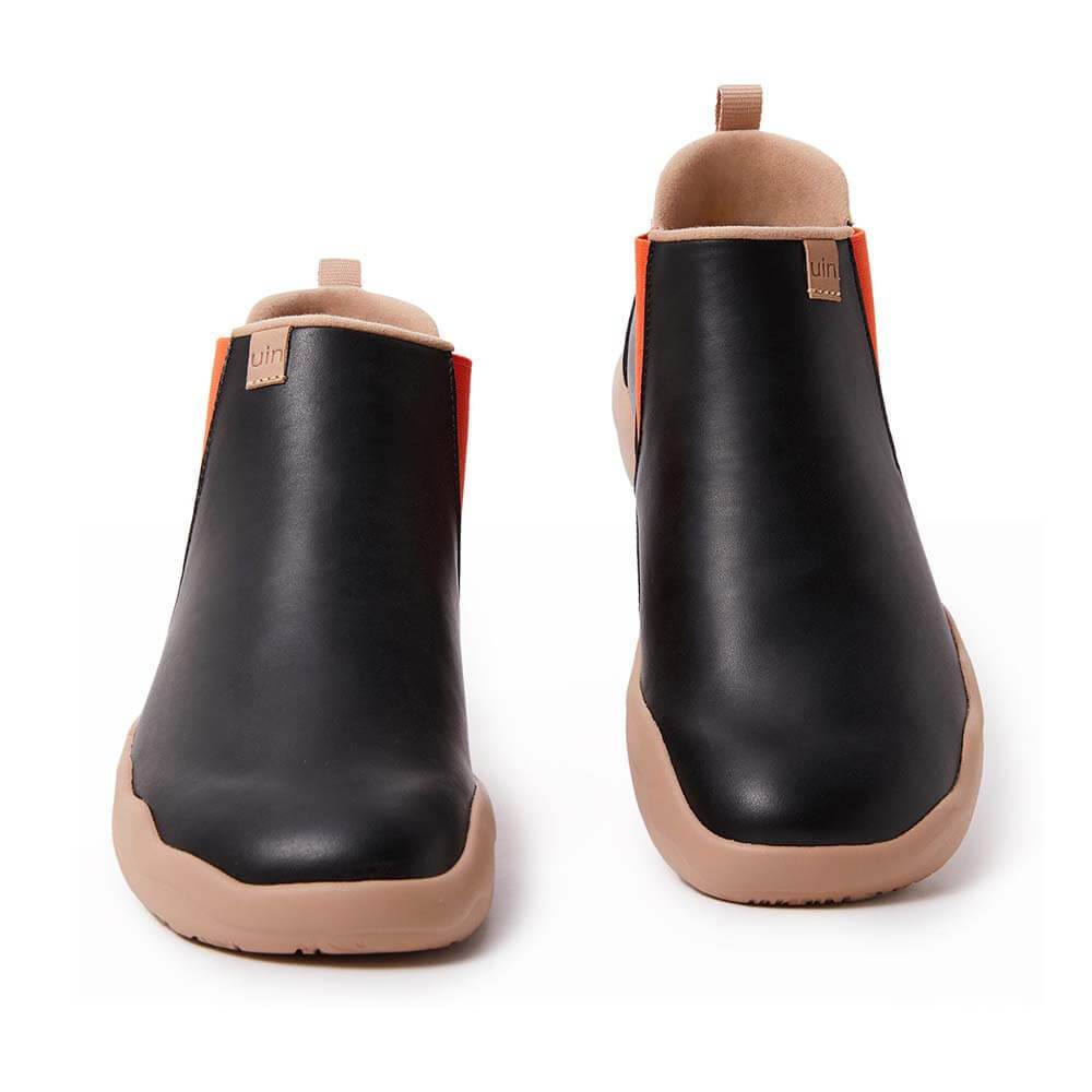 UIN Footwear Men Granada Black Split Leather Boots Men Canvas loafers