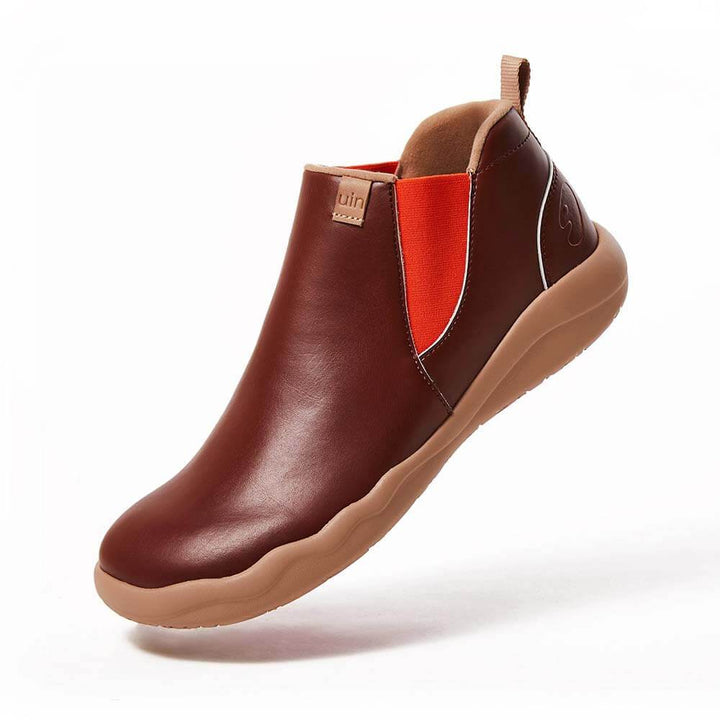UIN Footwear Men Granada Burgundy Split Leather Boots Men Canvas loafers