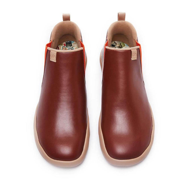 UIN Footwear Men Granada Burgundy Split Leather Boots Men Canvas loafers
