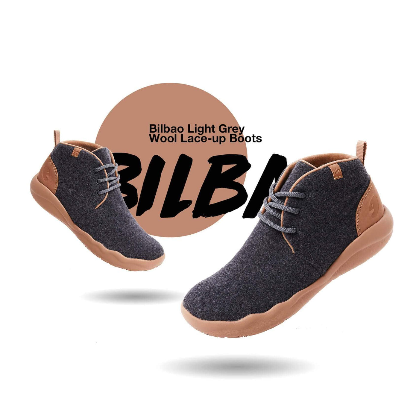 UIN Footwear Men (Pre-sale) Bilbao Deep Grey Wool Lace-up Boots Men Canvas loafers