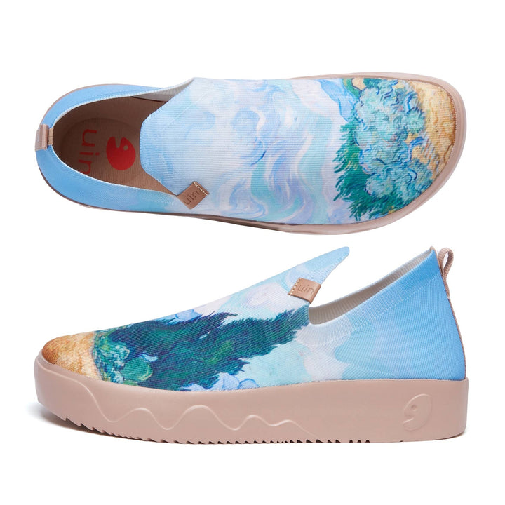 UIN Footwear Men Van Gogh Wheatfield with Cypresses Fuerteventura Men Canvas loafers
