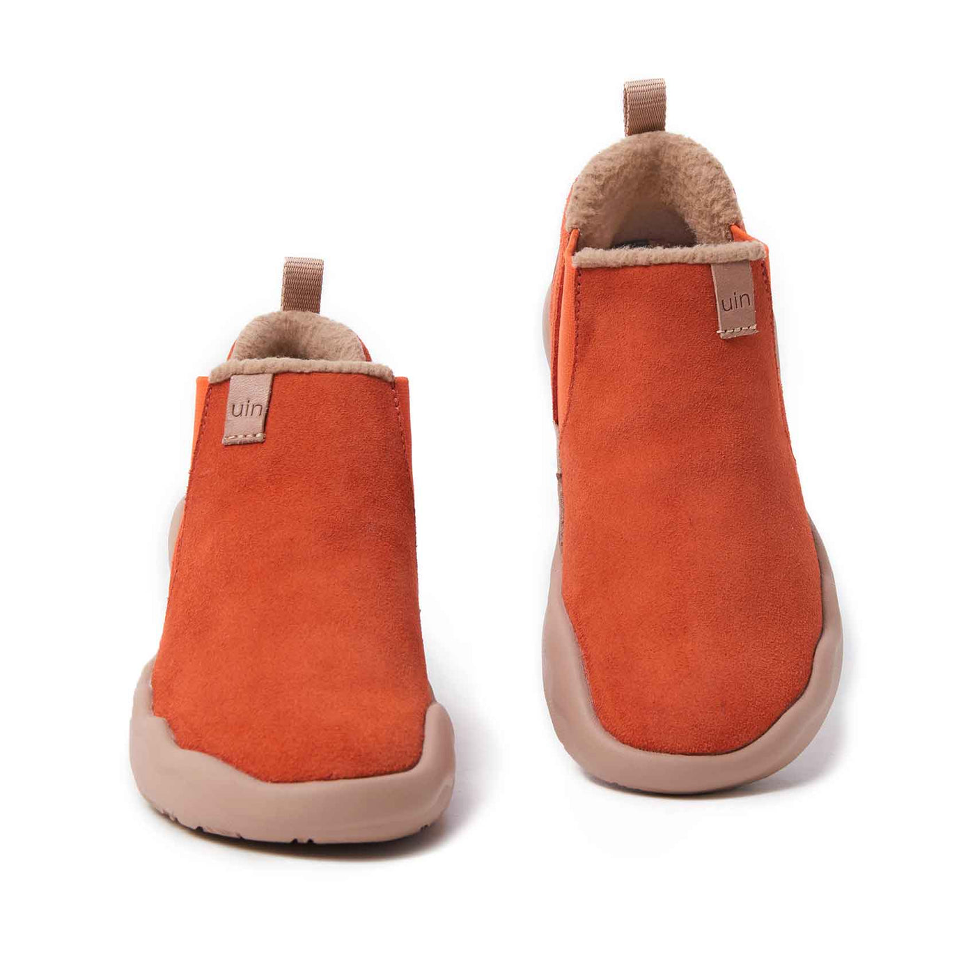 UIN Footwear Women Granada Orange Red Cow Suede Boots Women Canvas loafers