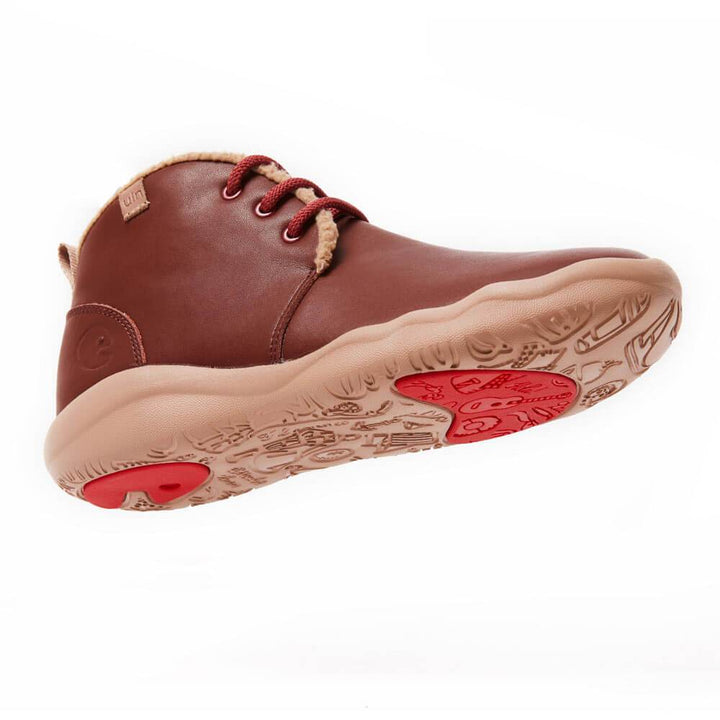 UIN Footwear Women (Pre-sale) Bilbao Burgundy Split Leather Lace-up Boots Women Canvas loafers