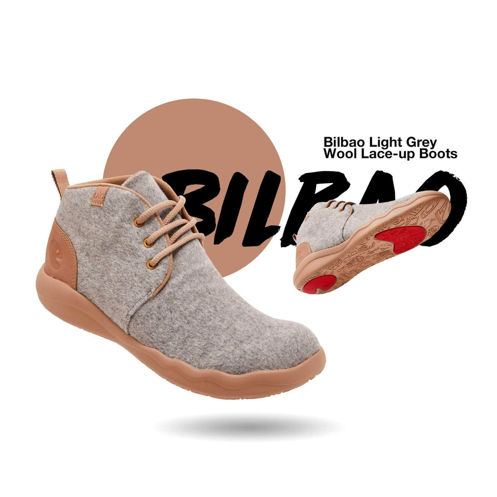 UIN Footwear Women (Pre-sale) Bilbao Light Grey Wool Lace-up Boots Women Canvas loafers