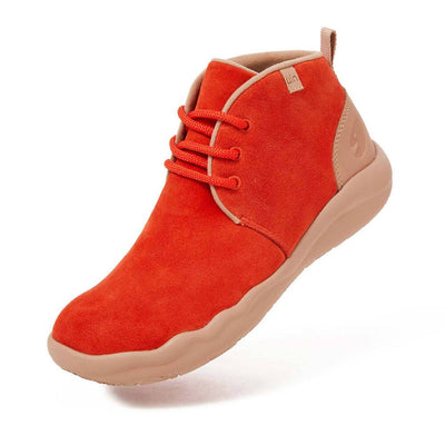 UIN Footwear Women (Pre-sale) Bilbao Red Cow Suede Lace-up Boots Women Canvas loafers