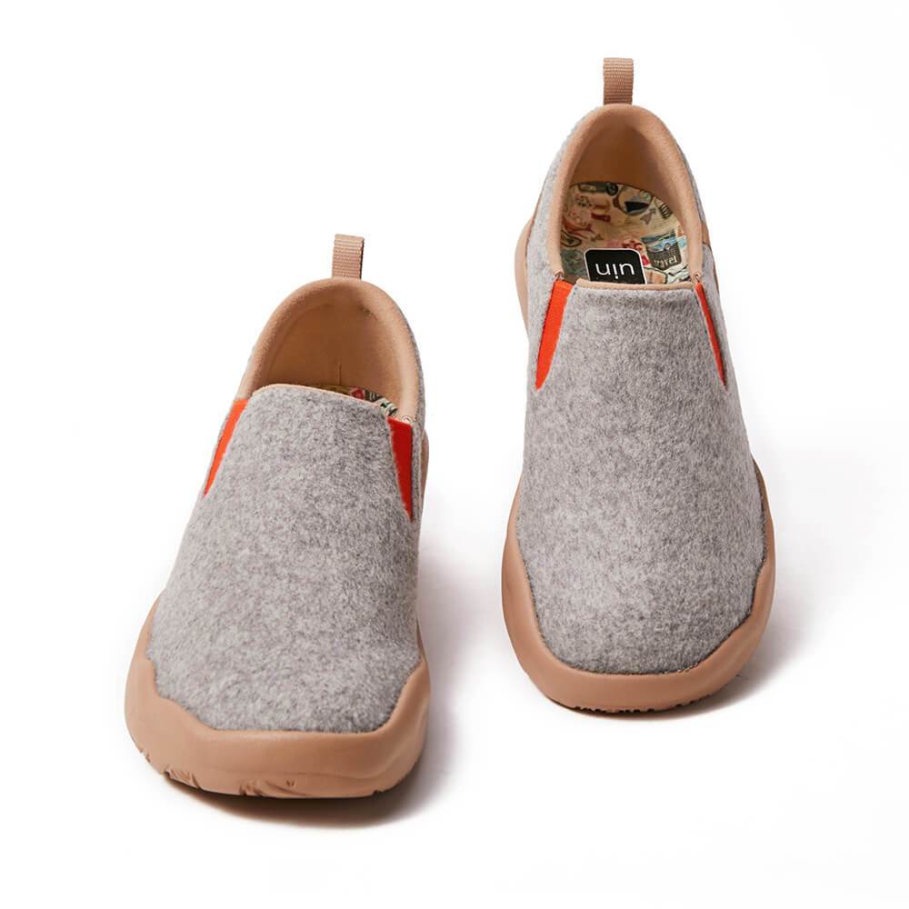 UIN Footwear Women (Pre-sale) Cuenca Light Grey Wool Women Canvas loafers