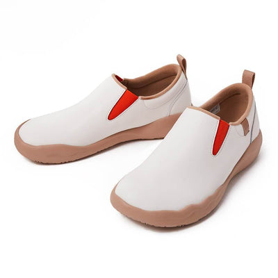 UIN Footwear Women (Pre-sale) Cuenca White Split Leather Women Canvas loafers