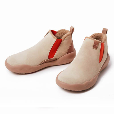 UIN Footwear Women (Pre-sale) Granada Beige Cow Suede Boots Women Canvas loafers