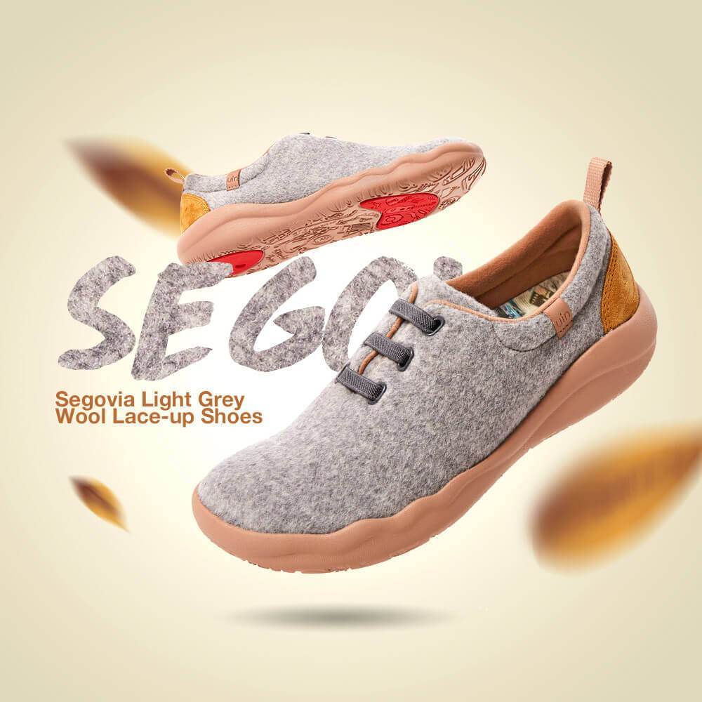 UIN Footwear Women (Pre-sale) Segovia Light Grey Wool Lace-up Shoes Women Canvas loafers