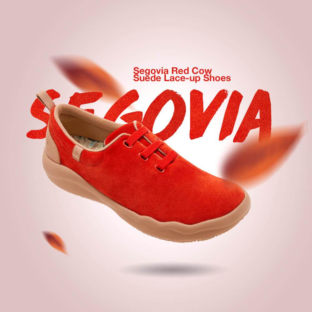 UIN Footwear Women (Pre-sale) Segovia Red Cow Suede Lace-up Shoes Women Canvas loafers
