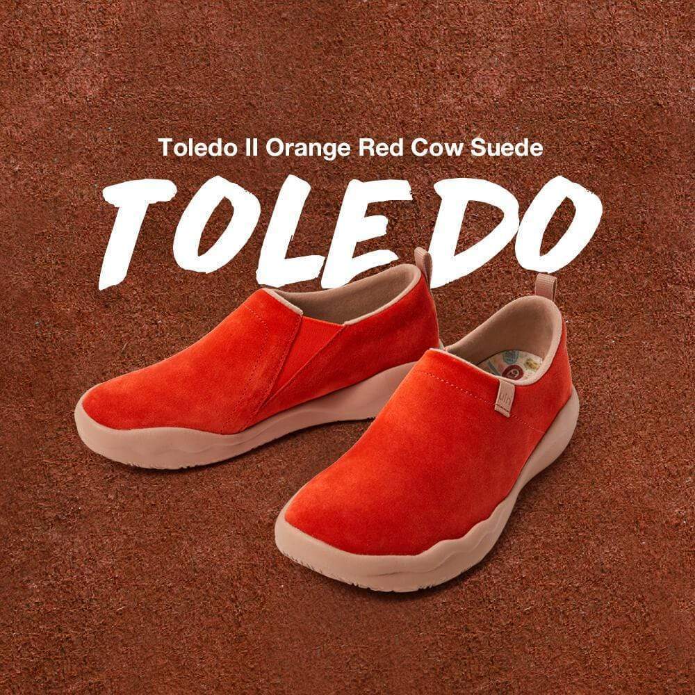 UIN Footwear Women (Pre-sale) Toledo II Orange Red Cow Suede Canvas loafers