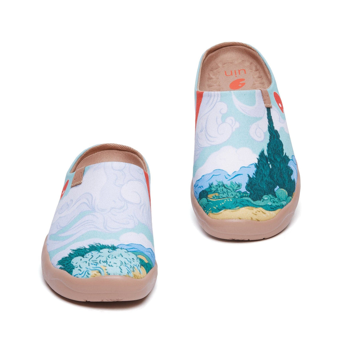 UIN Footwear Women Van Gogh Wheatfield with Cypresses Malaga Slipper Women Canvas loafers